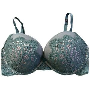 Victoria’s Secret Dream Angels Push Up Padded Lace Bra Olive Green 32D